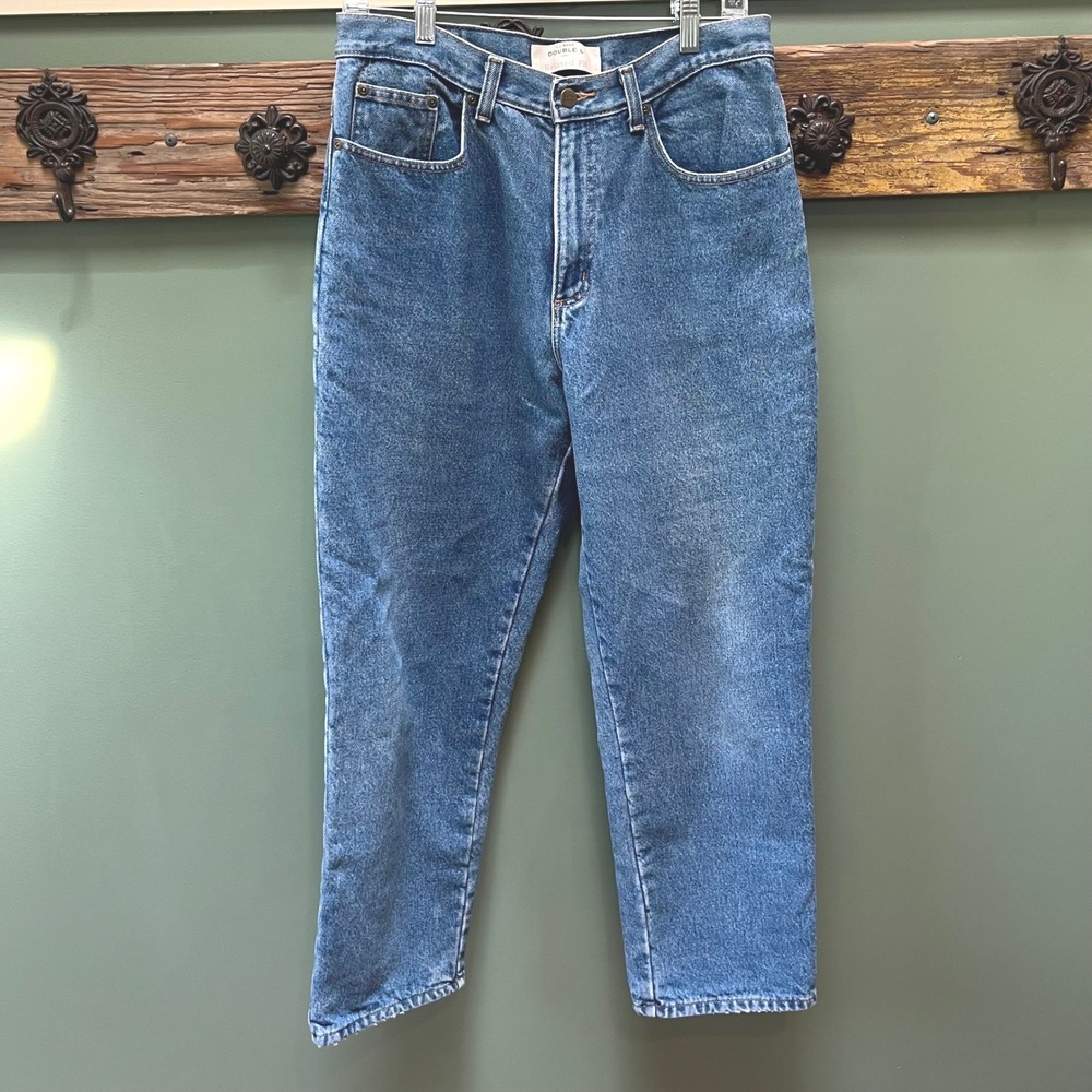 LL Bean Double L Relaxed Fit Flannel Lined Jeans Blue Denim Womens 12 Petite